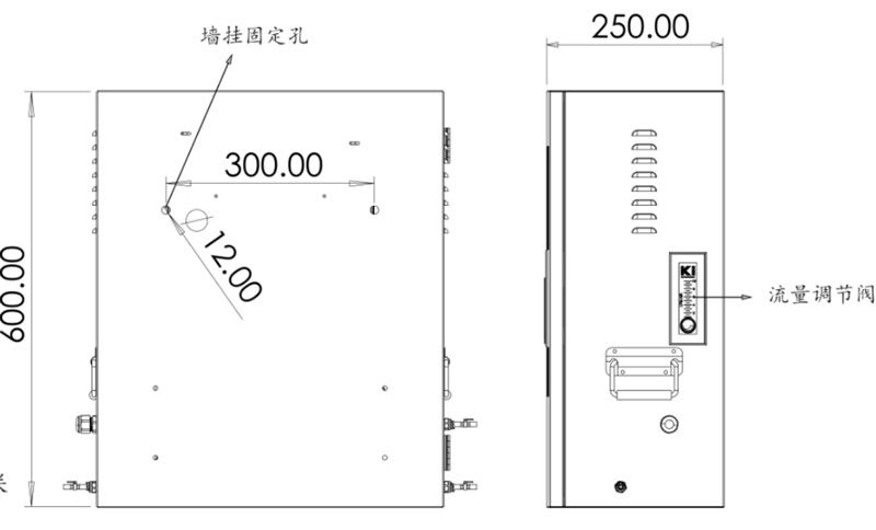 濁度PH電導(dǎo)率溫度四參數(shù)在線監(jiān)測(cè)儀側(cè)視圖